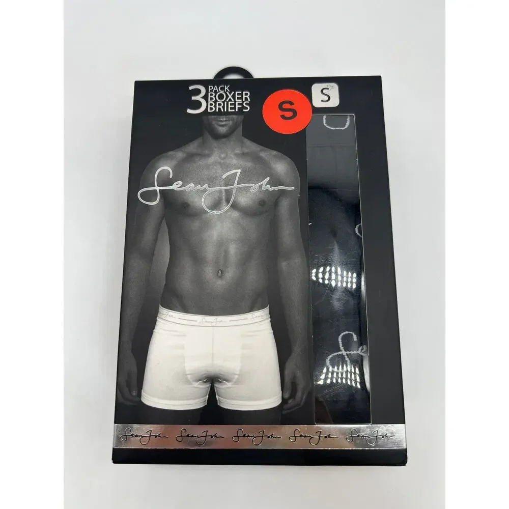 Sean John Men's 3-Pack Performance Boxer Briefs Black Size S